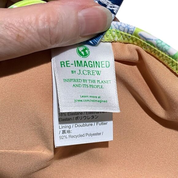 J. CREW V-Neck One-Piece Swimsuit Green Paisley Size 6 - Picture 11 of 13